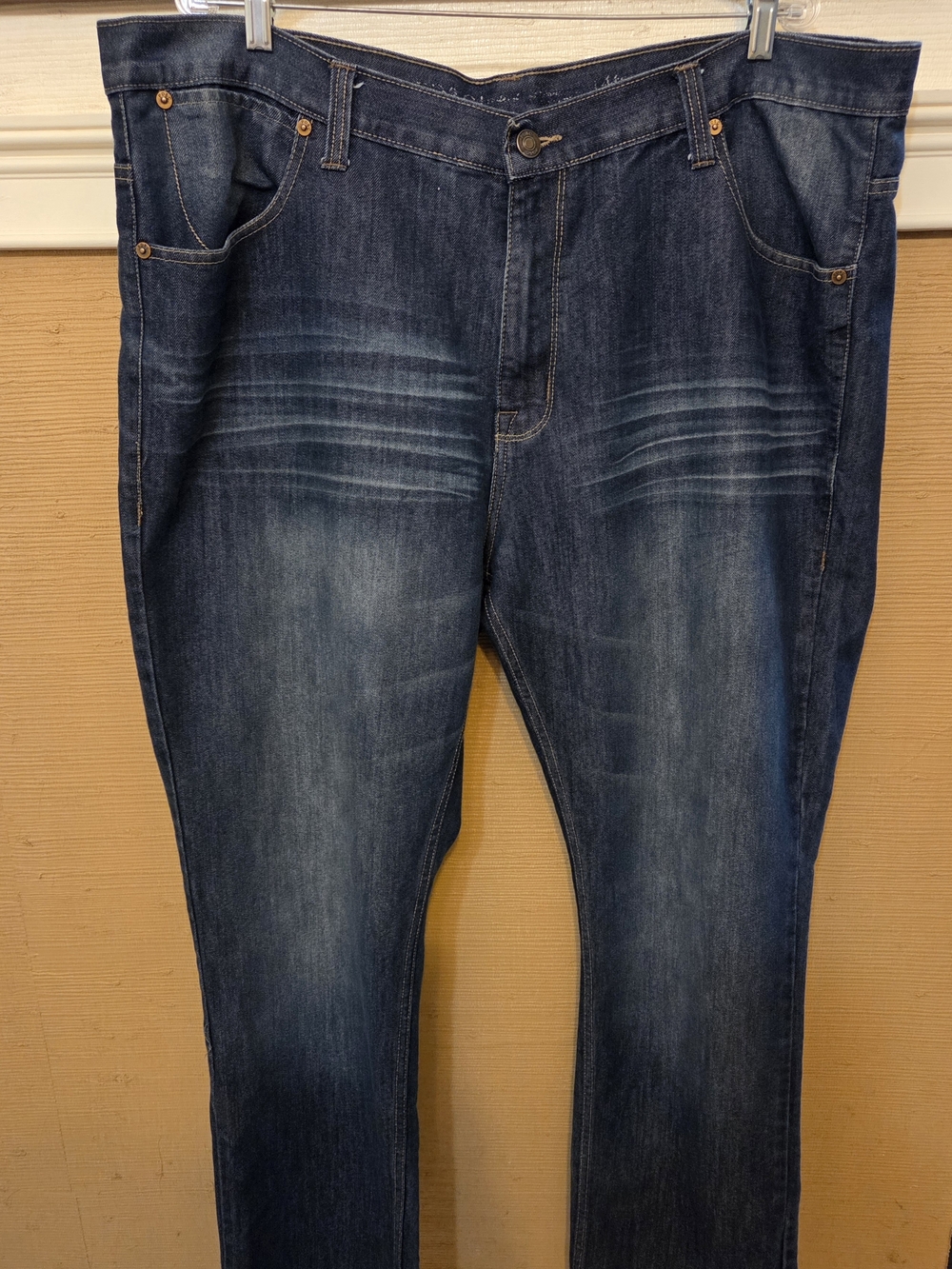 Men's PD&C Dark Blue Denim Jeans - Classic Straight Fit